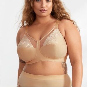 Elila Embroidered Microfiber Wire Free Bra Beige